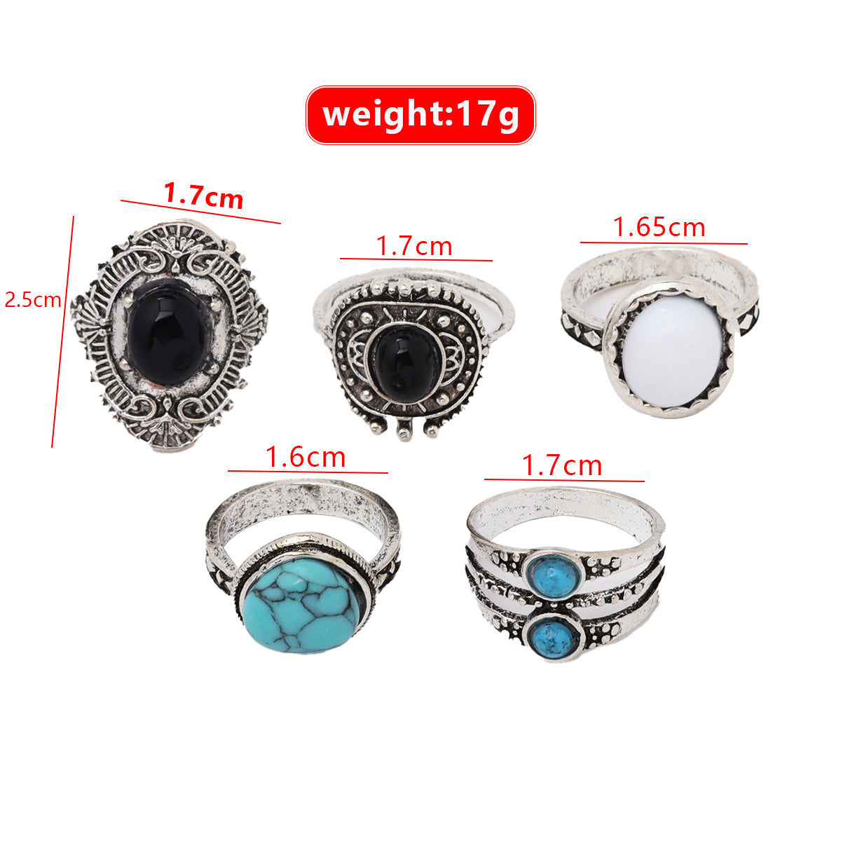 5-piece Set Of Joint Rings And Rings